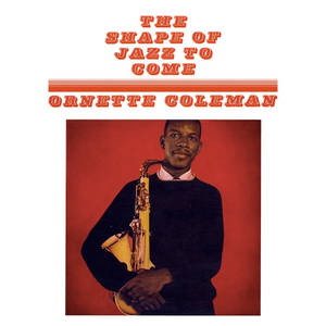 爵士音樂家 Ornette Coleman 在紅色背景前拿著薩克斯風的肖像。 — 專輯封面 壁紙