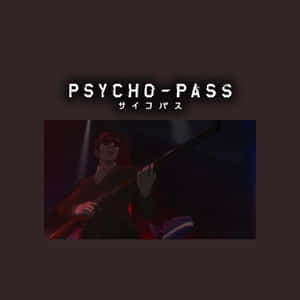 動漫角色在紅光下手持霰彈槍，附有Psycho-Pass標題。 — 鬼滅之刃 炭治郎 壁紙