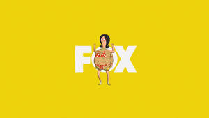 卡通女人穿玉米卷服裝在FOX標誌後黃色背景 — 卡通 壁紙