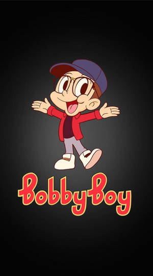 卡通角色 Bobby Boy 在深色背景上微笑並張開雙臂。 — 男孩 壁紙