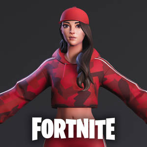 穿著紅色迷彩連帽衫和帽子的Fortnite角色 — 紅寶石 堡壘之夜 壁紙