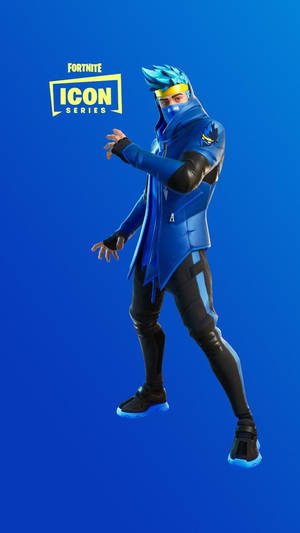 穿著藍色和黑色裝備的Fortnite Icon Series角色動態擺姿勢。 — 酷炫的《要塞英雄》 壁紙