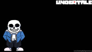 黑色背景上穿著藍色外套的Undertale角色Sans — 電玩遊戲 GIF 壁紙