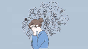 被腦中旋轉的想法和符號淹沒的人。 — 插畫 壁紙