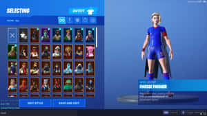 穿著藍色足球制服的女Fortnite角色與稀有服裝網格。 — 酷 壁紙