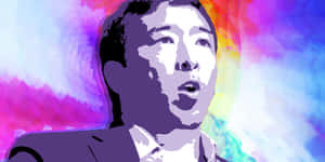 一個穿著西裝的男士，配以色彩繽紛的抽象背景。 — 水彩 壁紙