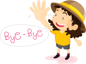 一個卡通女孩揮手告別，對話框寫著「Bye-Bye」。 — 掰掰 壁紙