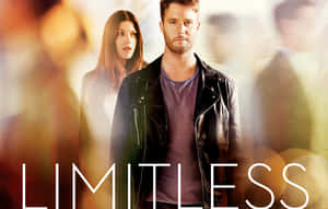 穿著皮夾克的男人和女人，金色散景背景上帶有「limitless」文字。 — 電視節目 壁紙