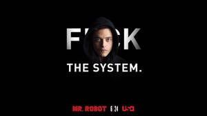 黑色連帽衫男人，黑色背景上帶有「FUCK THE SYSTEM」文字 — 機器人 壁紙