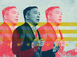 一個穿西裝的男人在星星和條紋背景上重複三次。 — 政治 壁紙