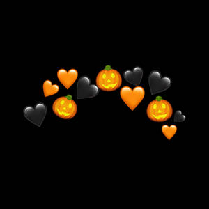 萬聖節主題的表情符號拱門，帶有南瓜燈和心形。 — 鬼臉殺手 GIF 壁紙