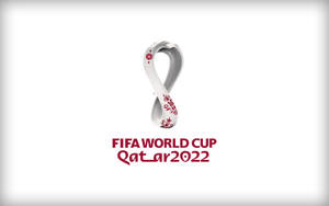 FIFA 世界盃卡達 2022 標誌，帶有無限符號和紅色花卉設計。 — 卡達 壁紙