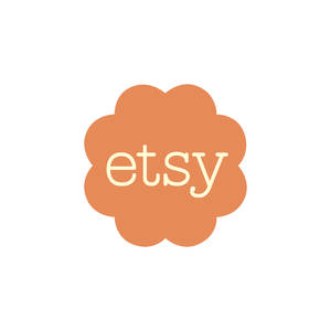 橙色花朵形Etsy標誌，白色背景上帶有奶油色文字 — 橘色 壁紙