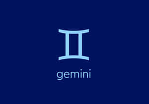 深藍色背景上的淺藍色雙子座星座符號及文字。 — 星星 壁紙
