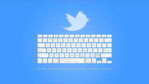 Twitter鳥標誌在藍色背景的鍵盤上方 — Twitter 橫幅 壁紙