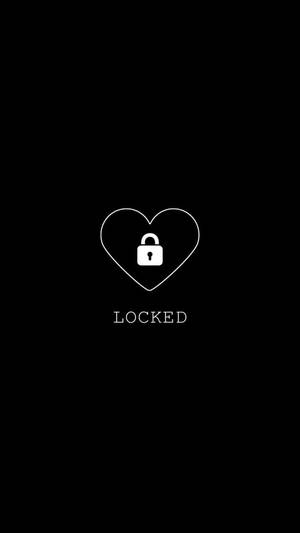 一個白色心形內有掛鎖，在黑色背景上，下方有LOCKED字樣。 — 白色愛心 壁紙