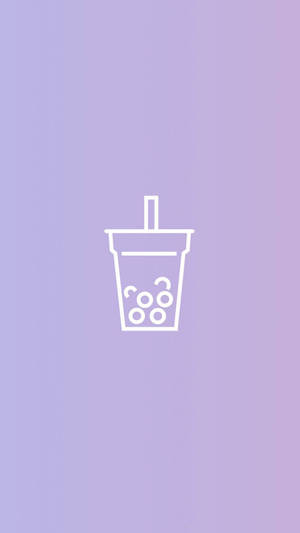珍珠奶茶杯圖示，帶吸管和珍珠，薰衣草背景 — 可愛 壁紙