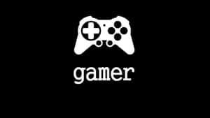 黑色背景上的白色遊戲手把圖示和文字 gamer。 — 遊戲 壁紙