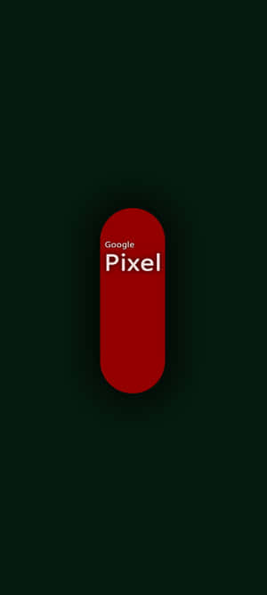 深綠色背景上的紅色橢圓形，帶有Google Pixel文字 — Pixel 10 壁紙