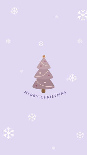 紫色聖誕樹，雪花和Merry Christmas文字，薰衣草背景。 — 紫色美學 壁紙