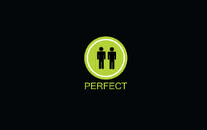 綠色圓圈內有兩個黑色人形圖標和「perfect」字樣，背景為黑色。 — 雙性戀旗幟 壁紙
