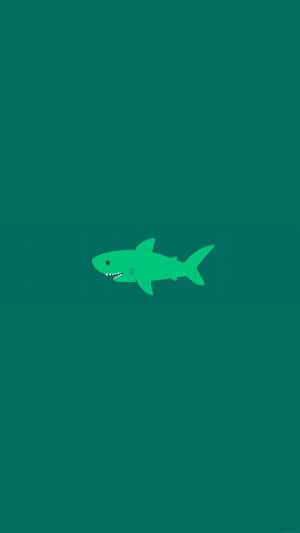 藍綠色背景上的一個綠色鯊魚圖示。 — 簡約 壁紙