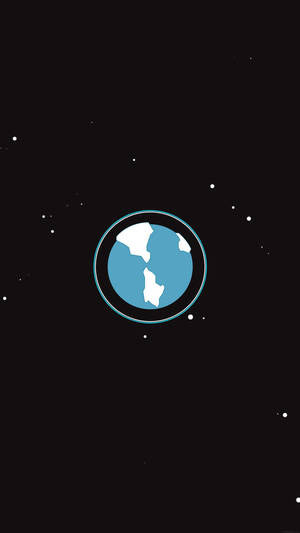 一個簡單的藍白地球圖示，置於星空的中心。 — 簡約 iPhone 壁紙