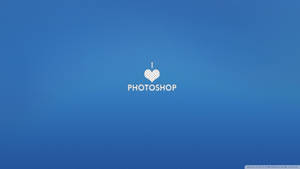 藍色漸層背景上的像素愛心和Photoshop文字 — 我愛你 美學 壁紙