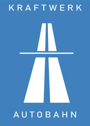 藍色背景，帶有白色風格化道路和Kraftwerk Autobahn文字。 — 音樂 壁紙
