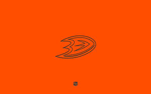 Anaheim Ducks NHL 標誌以黑色顯示在橙色背景上，附有細小 NHL 盾牌。 — 安納海姆鴨隊 壁紙