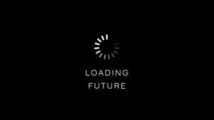 黑色螢幕帶有白色載入旋轉器和文字 loading future — 3 個螢幕 壁紙