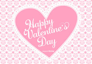 粉紅色心形，帶有 Happy Valentine's Day 文字，放在花卉背景上。 — 低調 壁紙