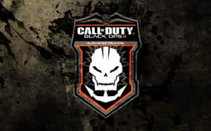 Call of Duty Black Ops II標誌，帶有骷髏標誌，位於深色飛濺背景上。 — 決勝時刻：黑色行動4 壁紙