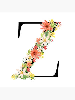 一個風格化的字母 Z，用彩色水彩花朵裝飾。 — 字母 Z 壁紙