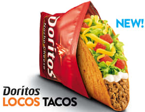 Doritos Locos Tacos產品照片，紅色袋中的配料灑出。 — 塔可 壁紙