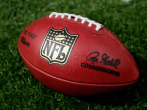 綠色草地上的紅色NFL足球，附有專員簽名。 — 足球員 壁紙