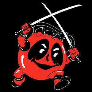 紅色卡通死侍手持兩把劍，面帶笑容。 — Kool Aid 小幫手 壁紙