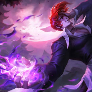 紅髮動漫角色釋放紫色魔法能量。 — 紫色動漫美學 壁紙