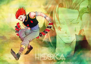 動漫角色 Hisoka 擲出撲克牌，背景有模糊臉龐。 — 西索 壁紙