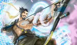 身後帶有龍能量的動漫戰士弓箭手 — 混沌武士 壁紙