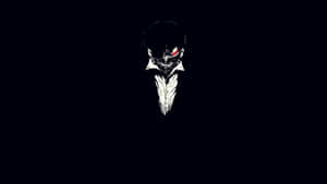 黑色背景上白色輪廓的惡魔面孔，帶有發光的紅色眼睛。 — 暗黑動漫風格GIF 壁紙