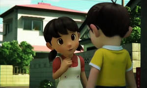 兩個孩子在郊區院子裡交談。 — 可愛動漫頭貼 GIF 壁紙