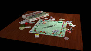 Monopoly桌上遊戲，木桌上有金錢卡和骰子。 — 地產大亨 壁紙