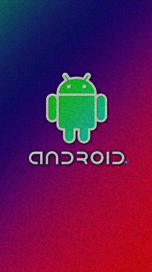 綠色Android機器人標誌，帶有閃爍輪廓，置於彩色漸變背景上。 — 花朵 壁紙