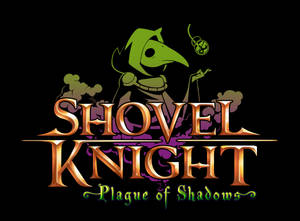 Shovel Knight Plague of Shadows 遊戲標誌，展示一個綠色瘟疫醫生手持發光球體。 — 死亡騎士 壁紙