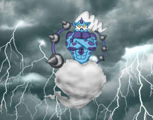 動漫雷神，手臂帶刺，在雷暴中棲息於雲端。 — 閃電麥坤 壁紙