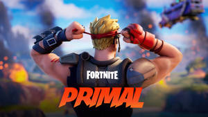 Fortnite Primal角色在戰鬥場景中移除眼罩 — 要塞英雄 iPad 壁紙