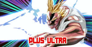 動漫角色大喊 plus ultra，拳頭放射出能量光束。 — 歐爾麥特 壁紙