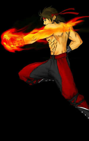 動漫武術家在黑暗背景上發出火焰拳 — Pixel Tablet 壁紙