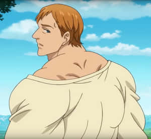 紅髮動漫男人穿著白色長袍站在戶外藍天下 — 艾斯卡諾 壁紙